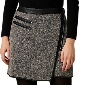 Greylin‎ Moto Zipper Accents Faux Leather Trim Lined Mini Skirt Size Large NWT